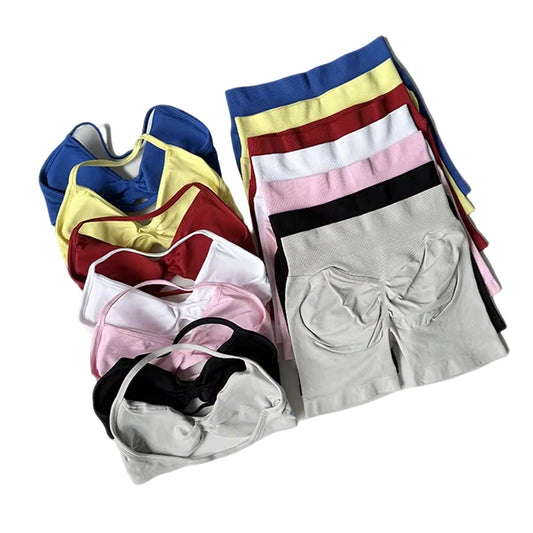 Women's Sports Bra  Impact Shorts 2-piece Set  Pilates Set  Yoga Vest Training Fitness Bra Set