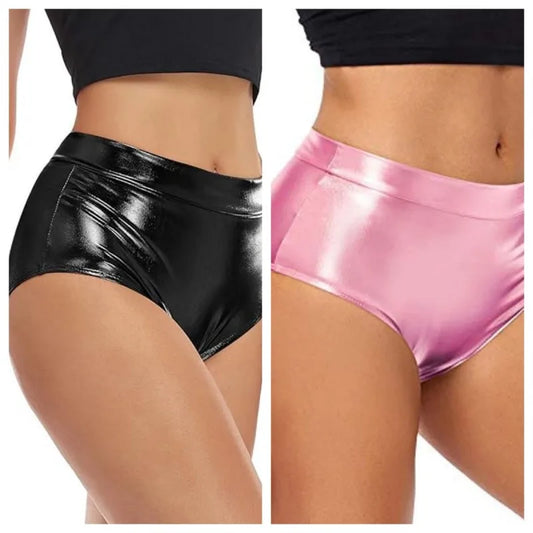 Shiny PU Leather Shorts for Women Sexy Nightclub Short Pants Girls Slim Elastic Waist Shorts Plus Size Comfort Soft Hot Pants