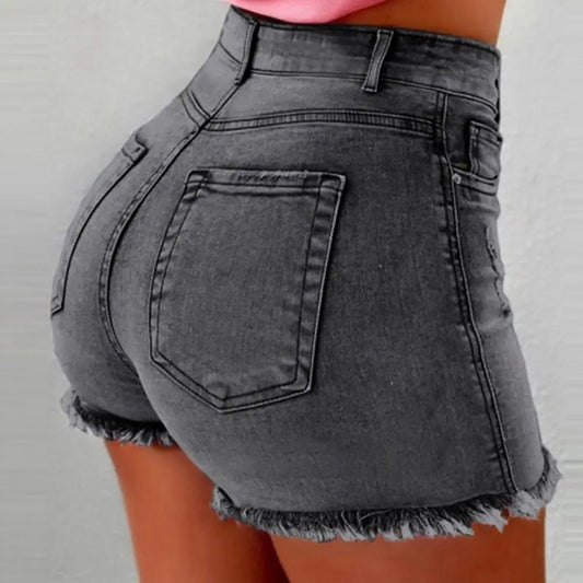 Women’s High Waist Denim Shorts)