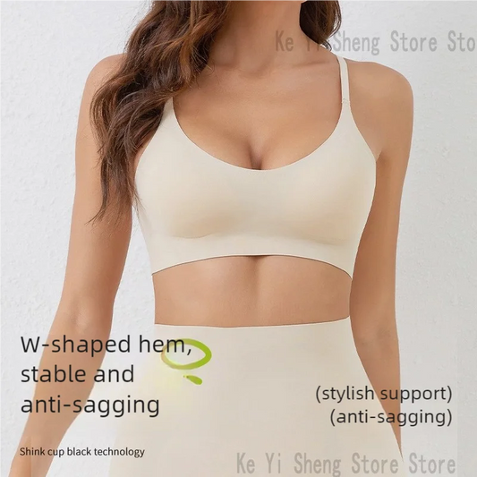 Women's bra, seamless underwear, large breasts, small breasts, gathering, thin semi-fixed cup, beautiful back bra, sexy