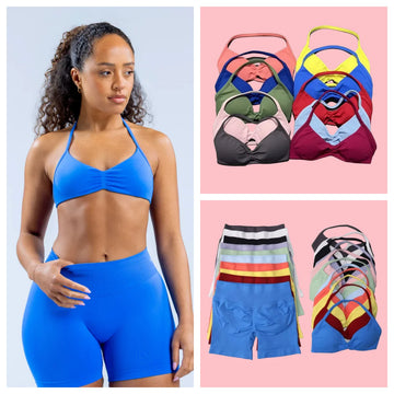 Classic Seamless Yoga 2-Piece Set Sling Bra & Seamless Three-Segment Waist 4.5" Base Shorts Fitness Workout Women's Sports Set