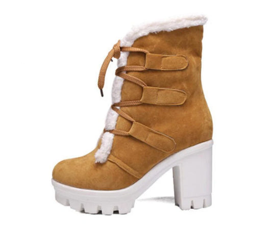 KNCOKAR Hot Sales Of New Autumn And Winter Warm Female Boots Thick Wool Inside Waterproof Platform Thick With Large Size Boots
