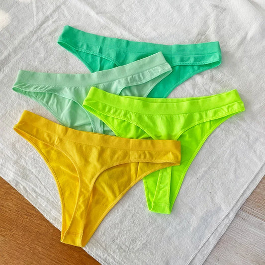 Sexy Thong Women Panties G String Low Waist Seamless Underwear Sports Candy Color Yoga Girls Briefs Femlae Lingerie