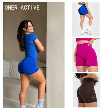 Oner Active Shorts Gym Fitness Yoga Women Summer Silicone Printed Shorts Low Ribbed Band Scrunch Butt Seamless Breathable Shorts