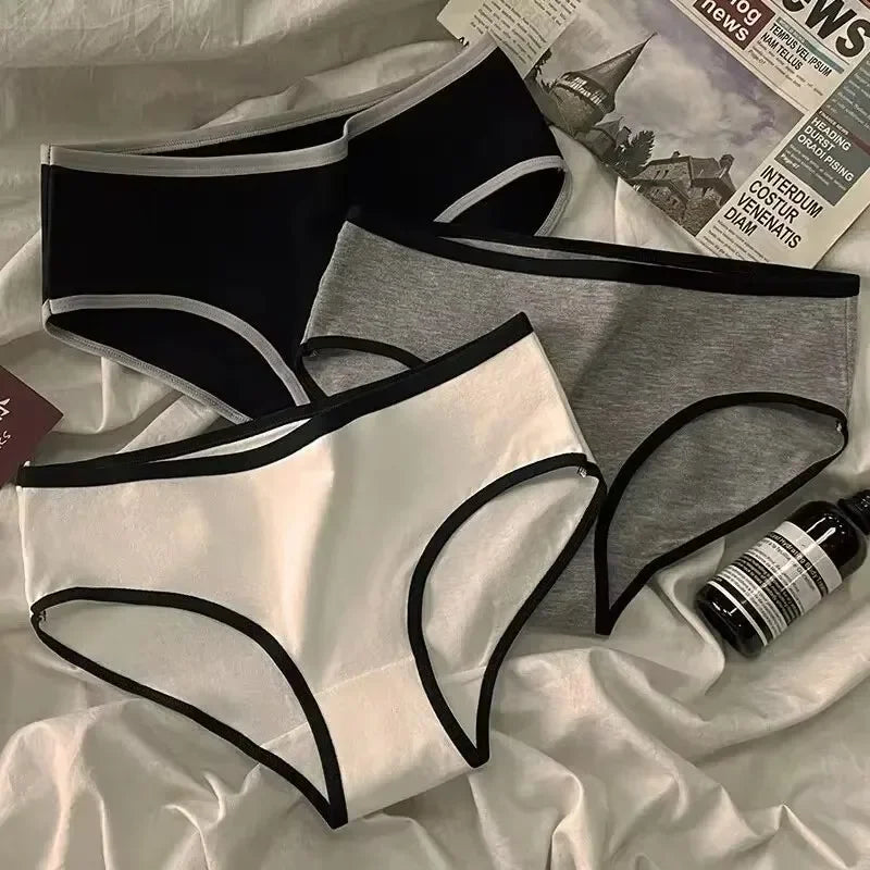 3Pcs Milk silk material Women's Triangle Panties | Sports Style Minimalist Mid Waist Underwear  Breathable Daily Wear