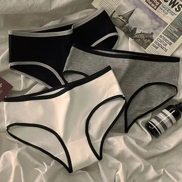 3Pcs Milk silk material Women's Triangle Panties | Sports Style Minimalist Mid Waist Underwear  Breathable Daily Wear